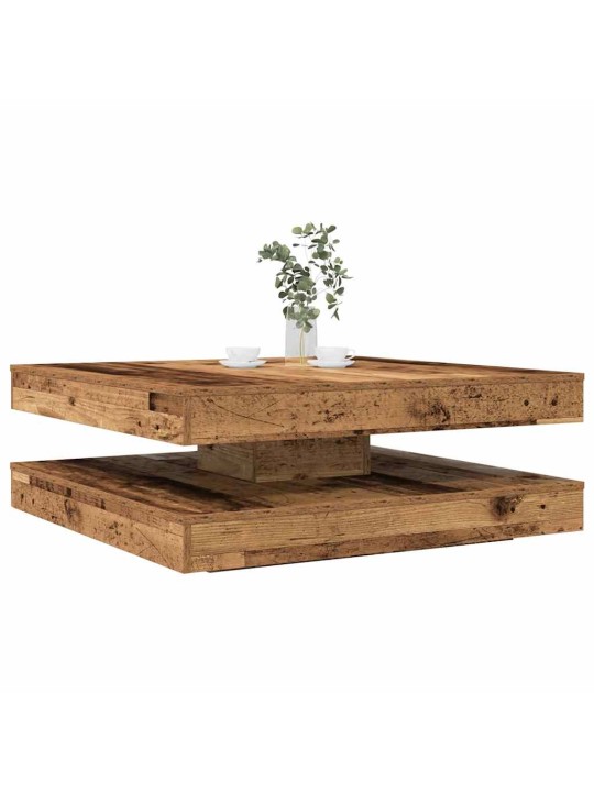 Kafijas galdiņš 360 grādos, grozāms, veca koka, 90x90x34,5 cm