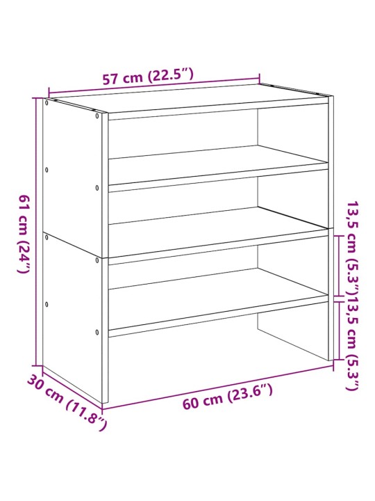 Apavu plaukti 2 gab sakraujami balti 60x30x30,5 cm