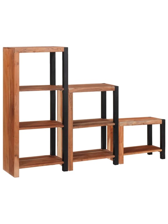Grāmatu plaukts 3 pcs brūna 50 x 30 x 110 cm akācijas masīvkoks