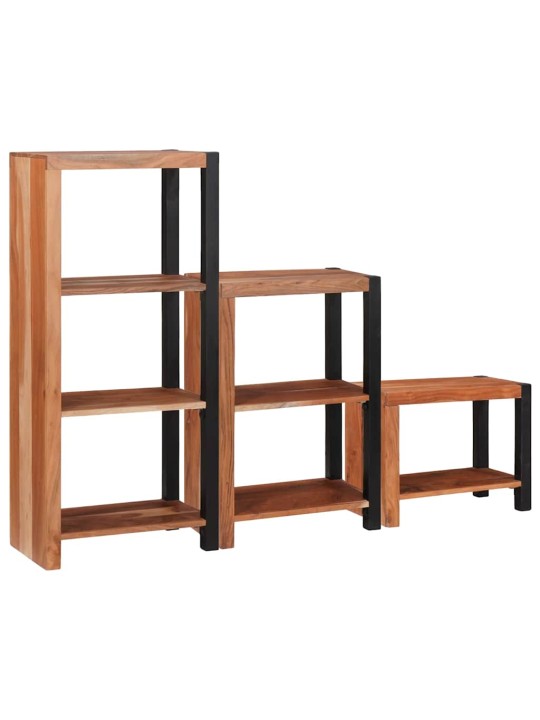 Grāmatu plaukts 3 pcs brūna 50 x 30 x 110 cm akācijas masīvkoks