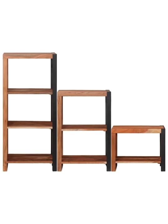 Grāmatu plaukts 3 pcs brūna 50 x 30 x 110 cm akācijas masīvkoks