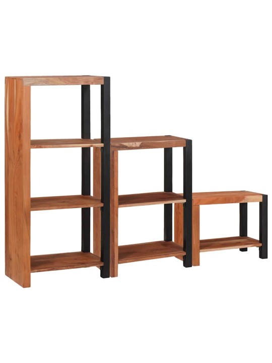 Grāmatu plaukts 3 pcs brūna 50 x 30 x 110 cm akācijas masīvkoks