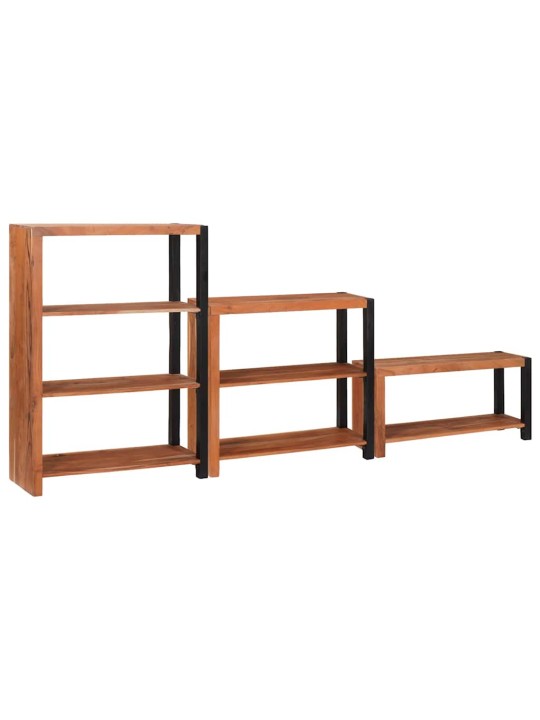 Grāmatu plaukts 3 pcs brūna 80 x 30 x 110 cm akācijas masīvkoks