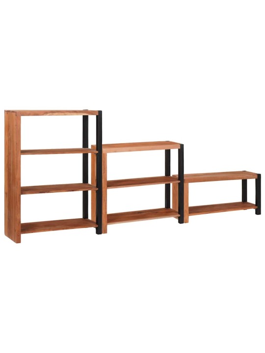 Grāmatu plaukts 3 pcs brūna 80 x 30 x 110 cm akācijas masīvkoks