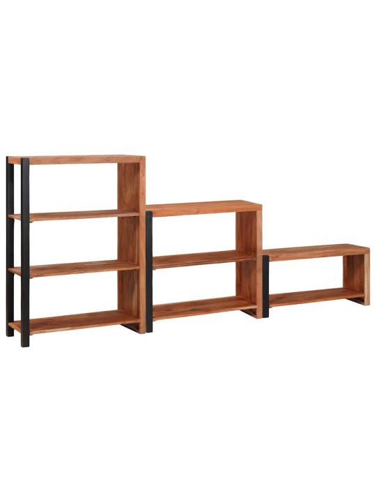Grāmatu plaukts 3 pcs brūna 80 x 30 x 110 cm akācijas masīvkoks