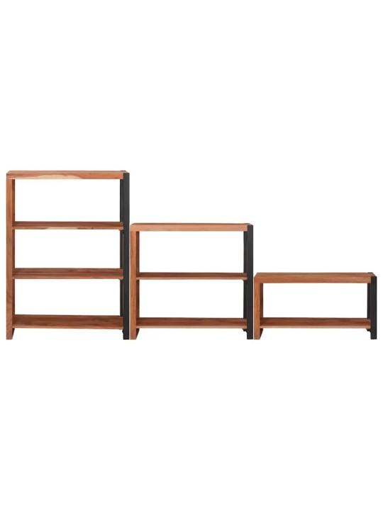 Grāmatu plaukts 3 pcs brūna 80 x 30 x 110 cm akācijas masīvkoks