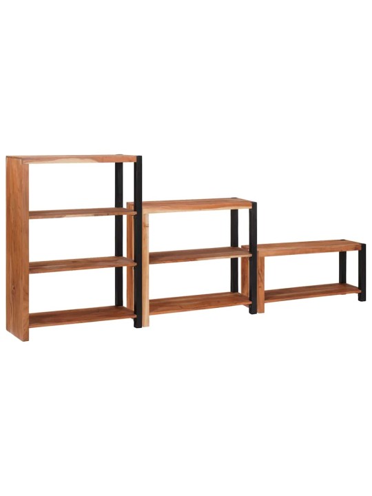 Grāmatu plaukts 3 pcs brūna 80 x 30 x 110 cm akācijas masīvkoks