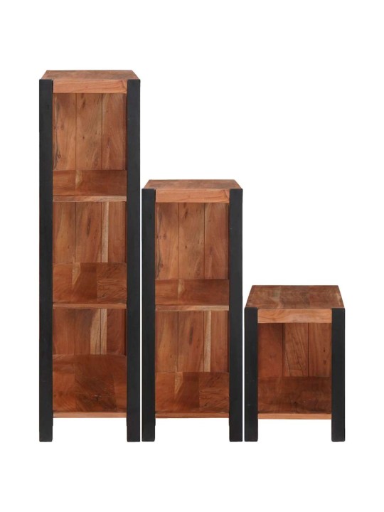 Grāmatu plaukts 3 pcs brūna 80 x 30 x 110 cm akācijas masīvkoks