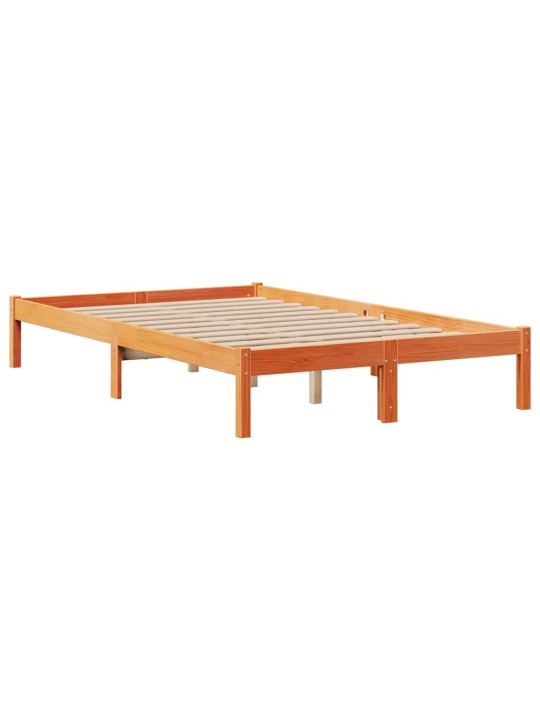 Gulta ar grāmatu plauktu, bez matrača, 135x190 cm, priedes koks