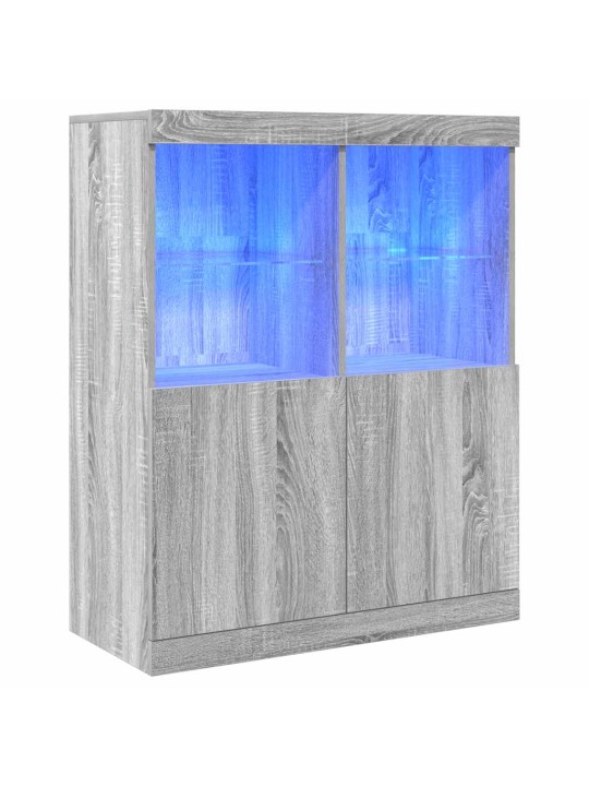 Kumode, pelēka ozolkoka krāsa, 81x37x100 cm, inženierijas koks