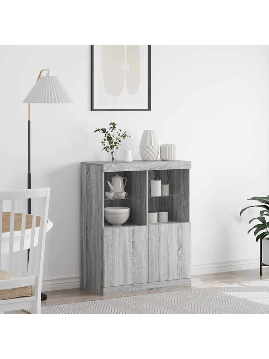 Kumode, pelēka ozolkoka krāsa, 81x37x100 cm, inženierijas koks