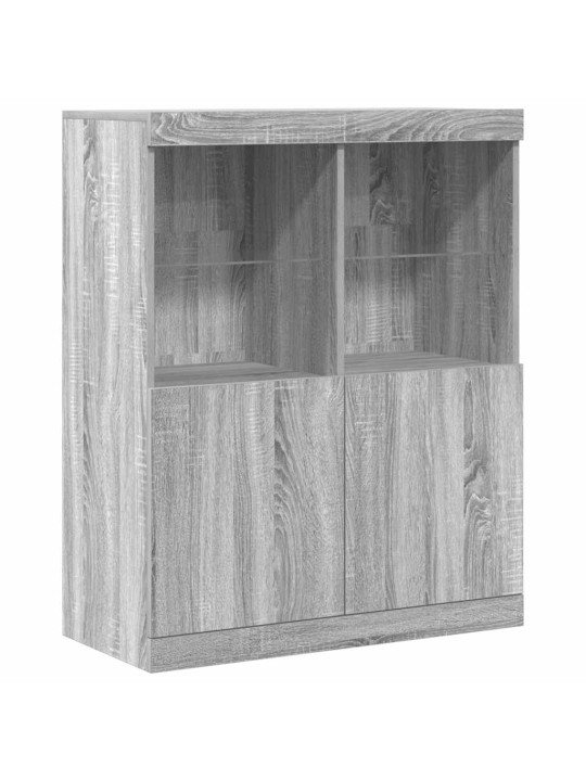 Kumode, pelēka ozolkoka krāsa, 81x37x100 cm, inženierijas koks