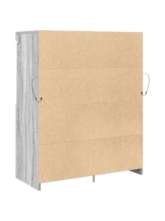 Kumode, pelēka ozolkoka krāsa, 81x37x100 cm, inženierijas koks