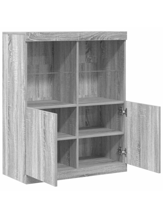 Kumode, pelēka ozolkoka krāsa, 81x37x100 cm, inženierijas koks