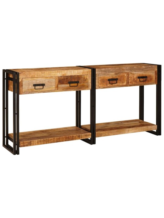 Konsoles galdi 2 pcs brūna 160 x 33 x 75 cm ciets mango koks