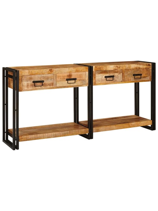 Konsoles galdi 2 pcs brūna 160 x 33 x 75 cm ciets mango koks