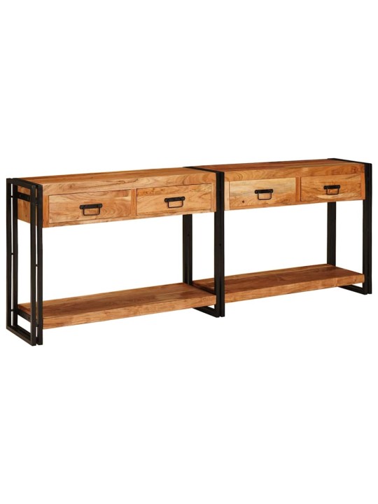 Konsoles galdi 2 pcs brūna 200 x 33 x 75 cm akācijas masīvkoks