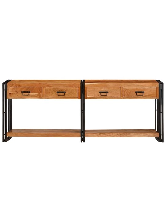 Konsoles galdi 2 pcs brūna 200 x 33 x 75 cm akācijas masīvkoks