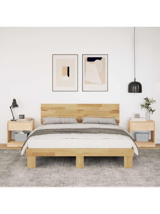 Gultas rāmis ar galvgali bez matrača 135x190 cm masīvkoka ozols