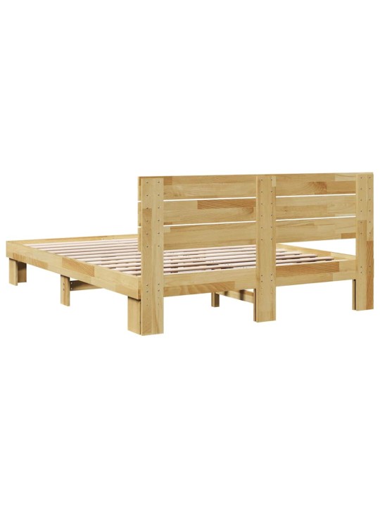 Gultas rāmis ar galvgali bez matrača 135x190 cm masīvkoka ozols