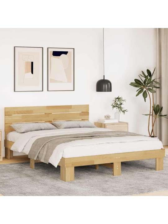 Gultas rāmis ar galvgali bez matrača 135x190 cm masīvkoka ozols