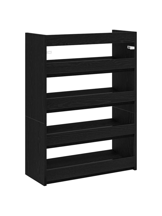 Apavu plaukts, melns, 80x25x61,5 cm, inženierijas koks