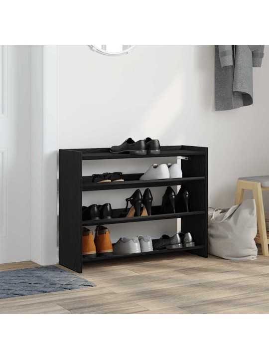 Apavu plaukts, melns, 80x25x61,5 cm, inženierijas koks