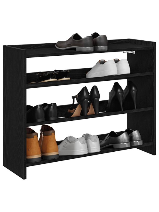 Apavu plaukts, melns, 80x25x61,5 cm, inženierijas koks