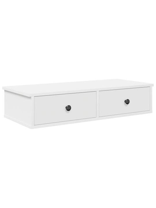 Sienas plaukts ar atvilktnēm balts 80x34x17cm inženierijas koks