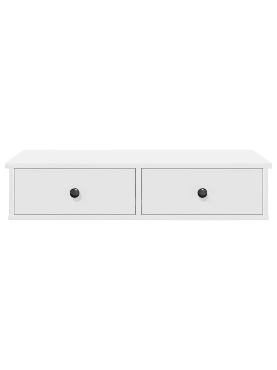 Sienas plaukts ar atvilktnēm balts 80x34x17cm inženierijas koks