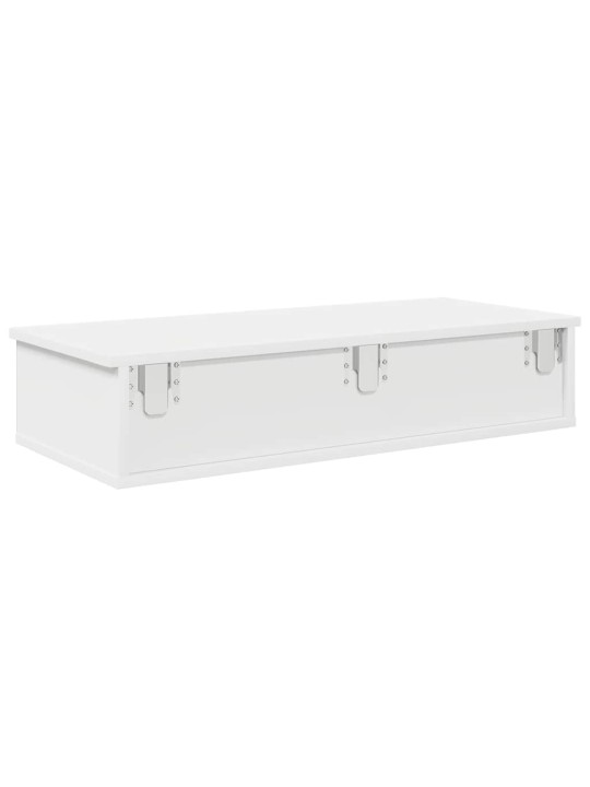 Sienas plaukts ar atvilktnēm balts 80x34x17cm inženierijas koks