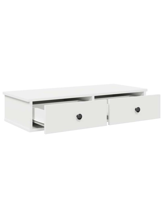 Sienas plaukts ar atvilktnēm balts 80x34x17cm inženierijas koks