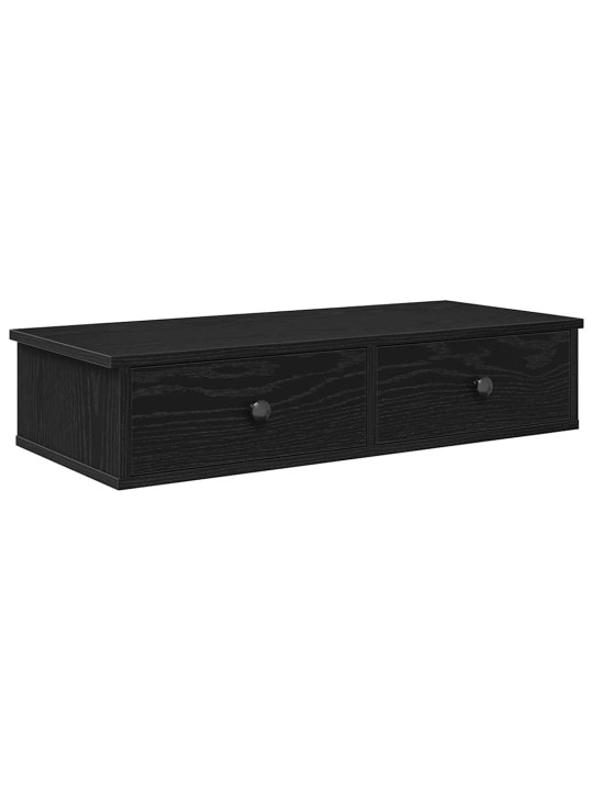 Sienas plaukts ar atvilktnēm melns 80x34x17cm inženierijas koks