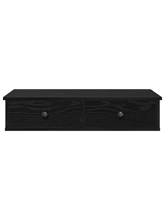 Sienas plaukts ar atvilktnēm melns 80x34x17cm inženierijas koks