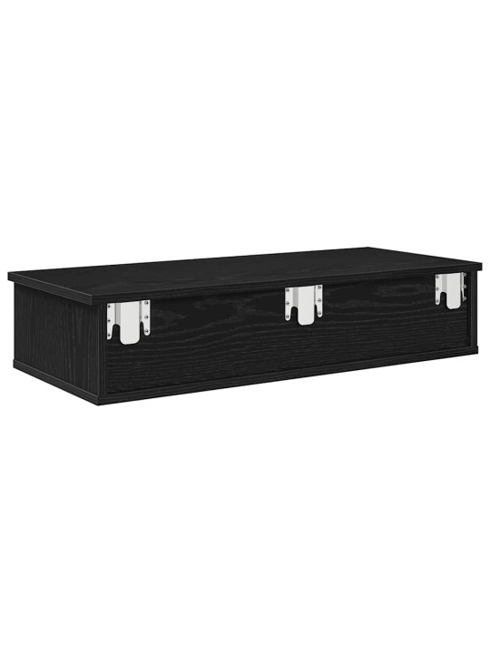 Sienas plaukts ar atvilktnēm melns 80x34x17cm inženierijas koks