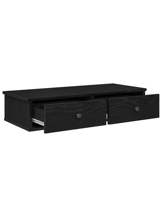 Sienas plaukts ar atvilktnēm melns 80x34x17cm inženierijas koks