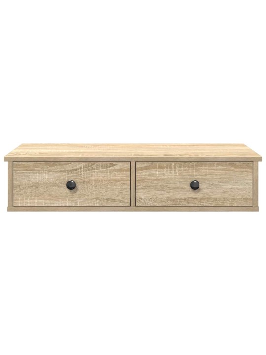 Sienas plaukts ar atvilktnēm ozolkoka 80x34x17 cm