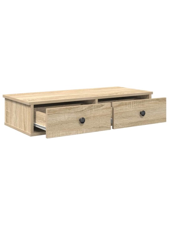 Sienas plaukts ar atvilktnēm ozolkoka 80x34x17 cm