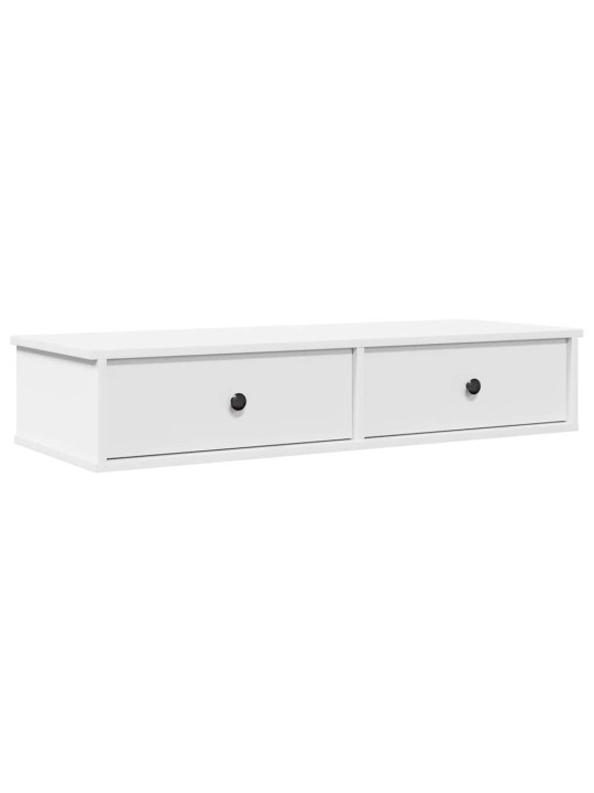Sienas plaukts ar atvilktnēm balts 100x37,5x19 cm