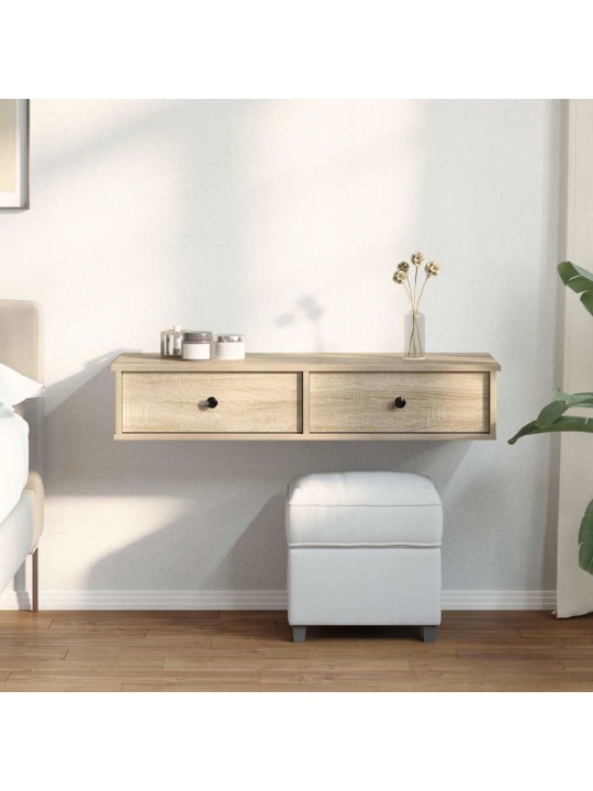 Sienas plaukts ar atvilktnēm ozolkoka 100x37,5x19 cm