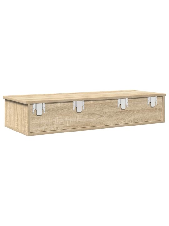 Sienas plaukts ar atvilktnēm ozolkoka 100x37,5x19 cm