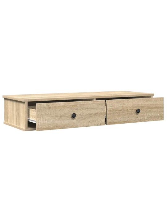Sienas plaukts ar atvilktnēm ozolkoka 100x37,5x19 cm