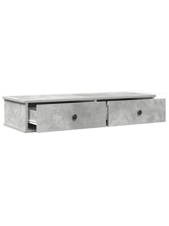 Sienas plaukts ar atvilktnēm betona pelēks 100x37,5x19 cm