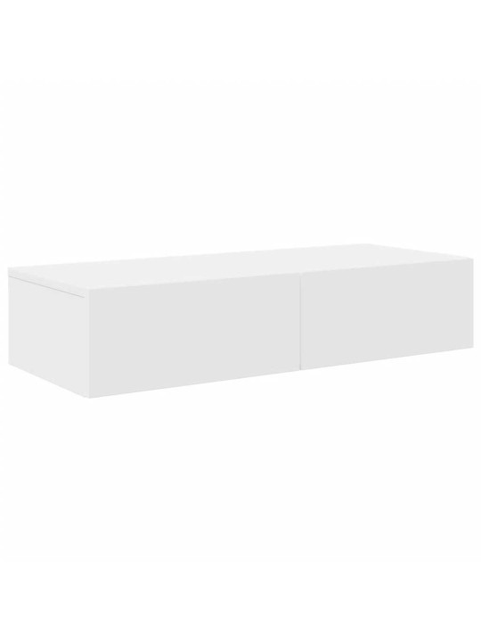 Sienas plaukts ar atvilktnēm balts 80x33x17 cm