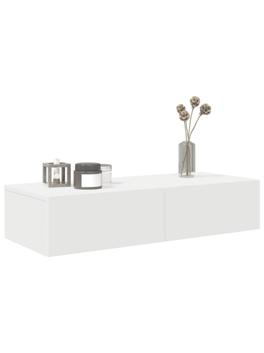 Sienas plaukts ar atvilktnēm balts 80x33x17 cm