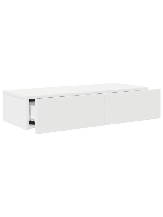 Sienas plaukts ar atvilktnēm balts 80x33x17 cm