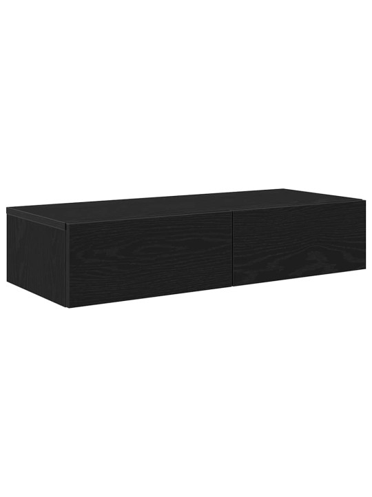 Sienas plaukts ar atvilktnēm melns 80x33x17 cm