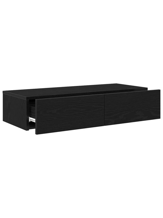 Sienas plaukts ar atvilktnēm melns 80x33x17 cm
