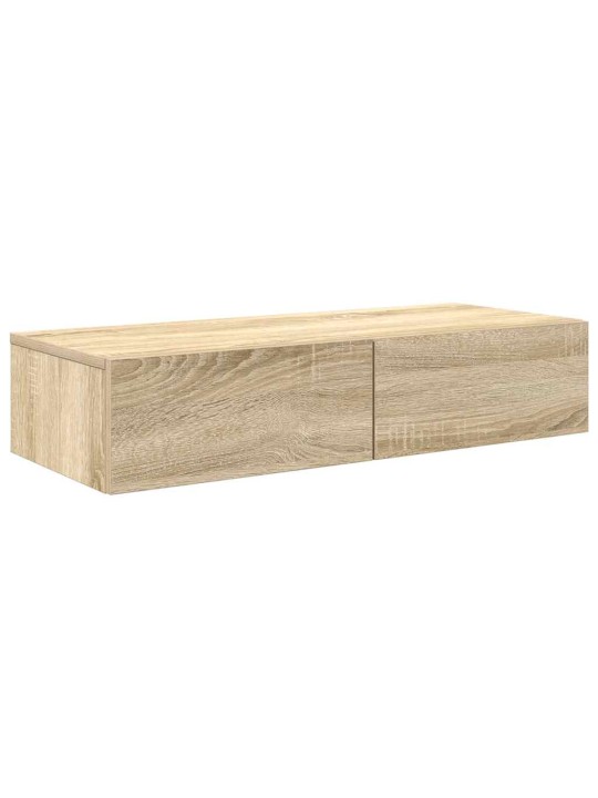 Sienas plaukts ar atvilktnēm ozolkoka 80x33x17 cm