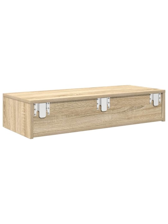 Sienas plaukts ar atvilktnēm ozolkoka 80x33x17 cm